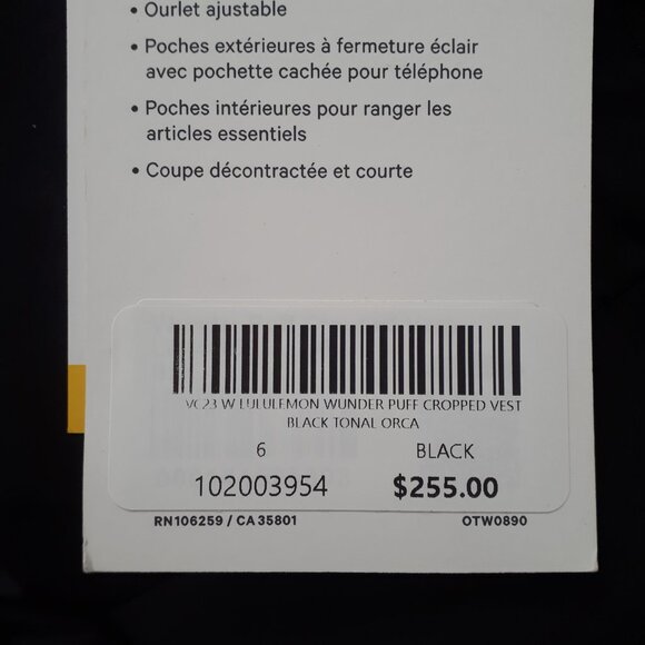 ⭐️HOST PICK⭐ Lululemon X Vancouver Canucks: Ladies Wunder Puff Cropped Orca Vest - Picture 11 of 16